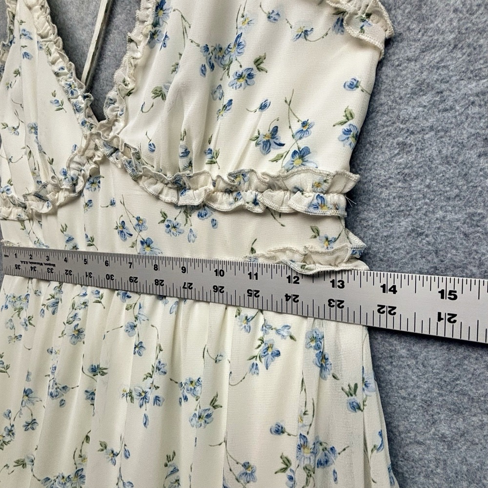 Altar'd State Babydoll Maxi Dress Size S Ivory Floral Cottagecore Coquette Prom - Picture 11 of 12
